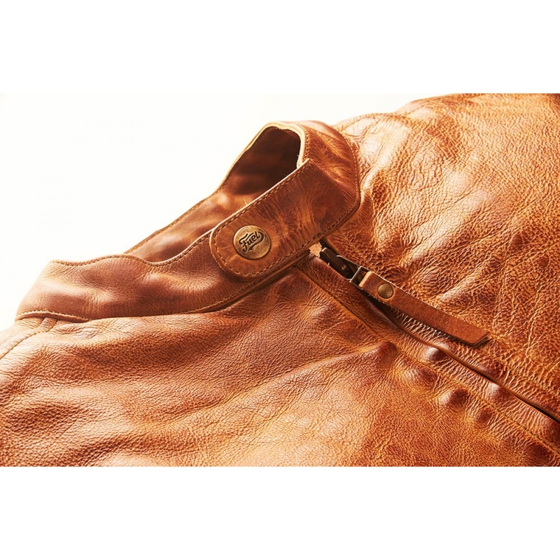 Fuel Bourbon Brown Leder Motorradjacke Ausverkauf
