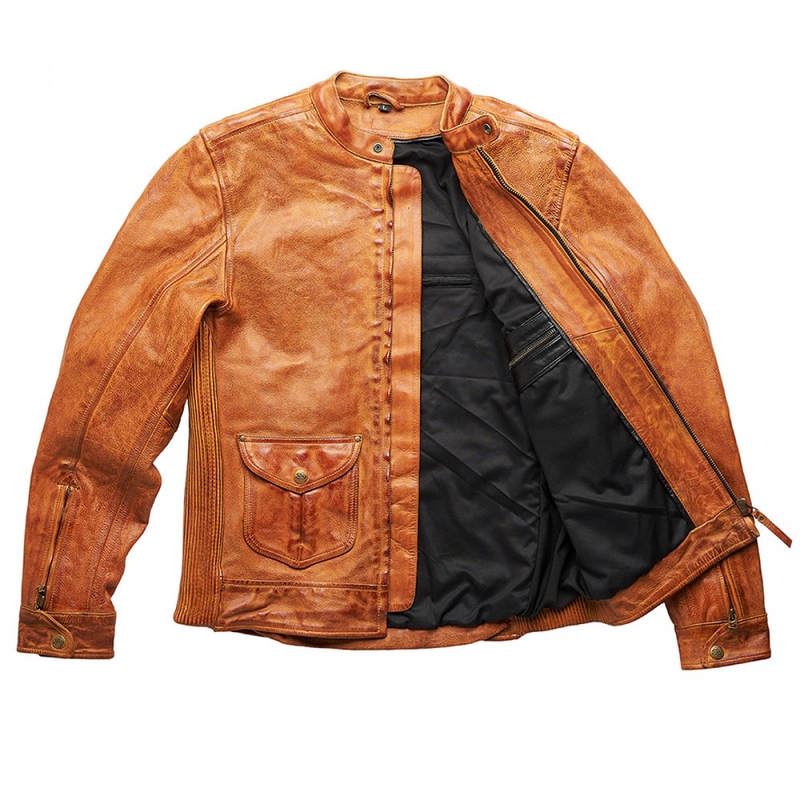 Fuel Bourbon Brown Leder Motorradjacke Ausverkauf