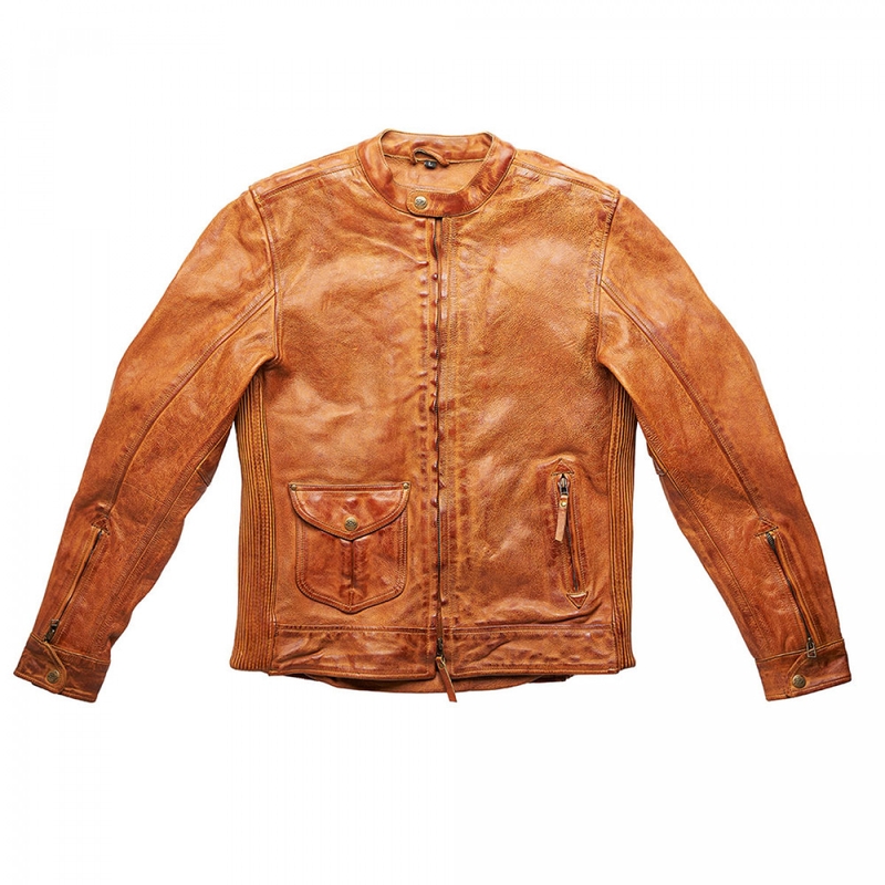 Fuel Bourbon Brown Leder Motorradjacke Ausverkauf