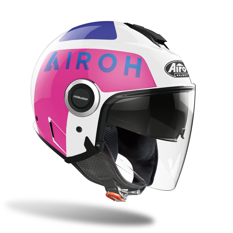 Offener Motorradhelm Airoh Helios Up 2022 grau-rosa Ausverkauf