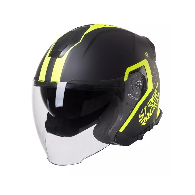 Offener Motorradhelm Street Racer SR 01 schwarz-fluo gelb - II. Qualität