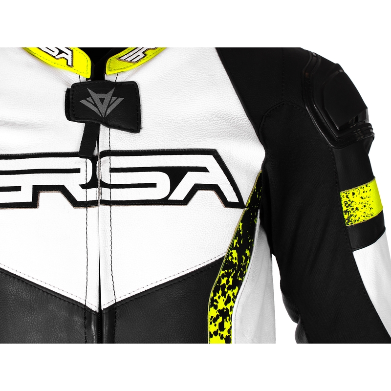 RSA Imola 2 schwarz-weiß-fluorgelber Motorrad-Overall Ausverkauf