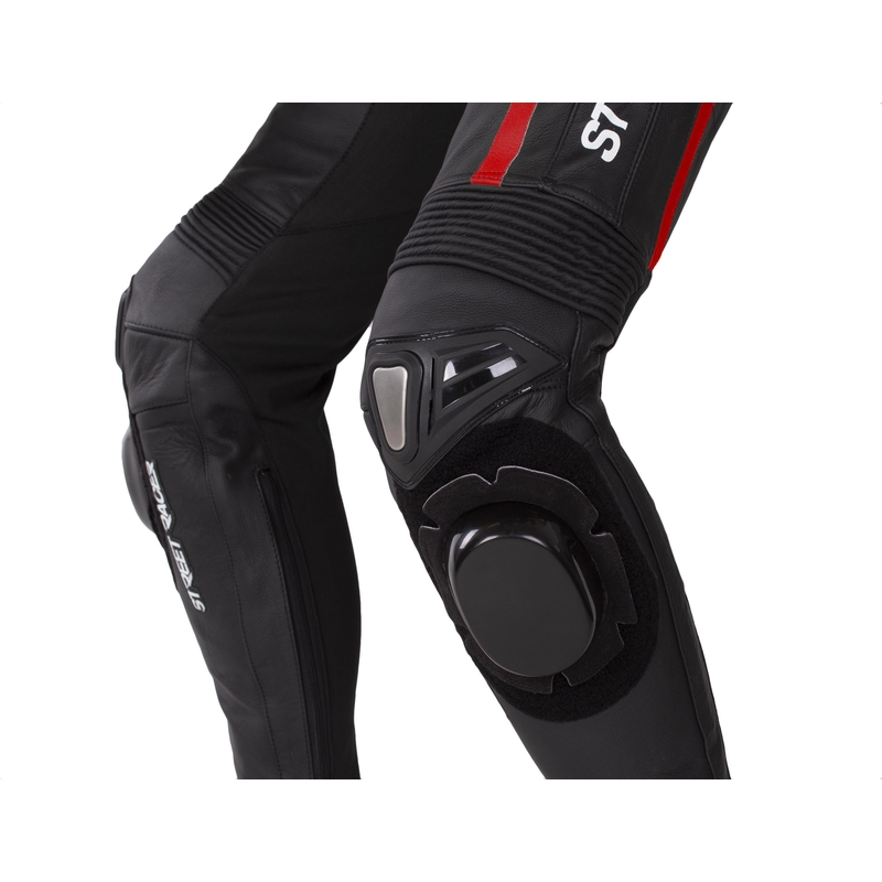Street Racer Fast Track 2 Schwarz, Weiß und Rot Motorrad Overalls Ausverkauf