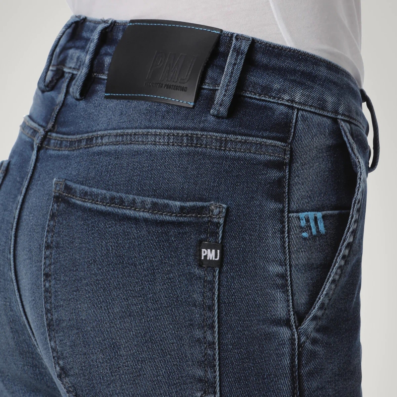 Damen-Motorradjeans PMJ Victoria blau Ausverkauf