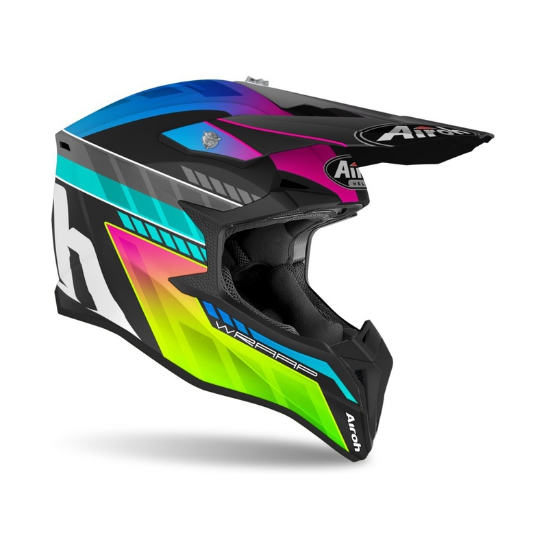 Kinder Motocross Helm Airoh Wraap Prism schwarz-blau