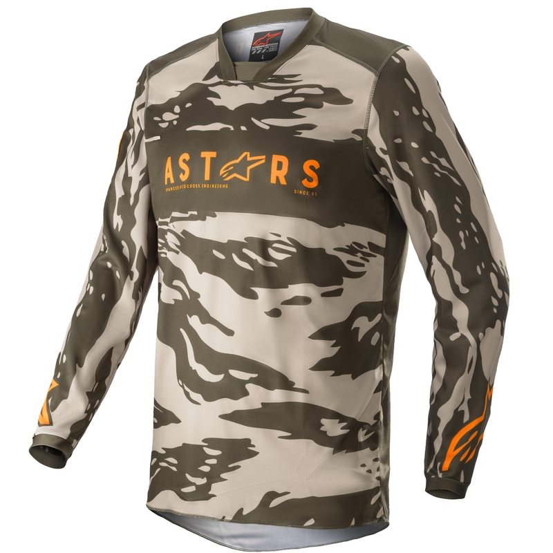 Kinder Motocross Trikot Alpinestars Racer Tactical camo grün-beige-orange