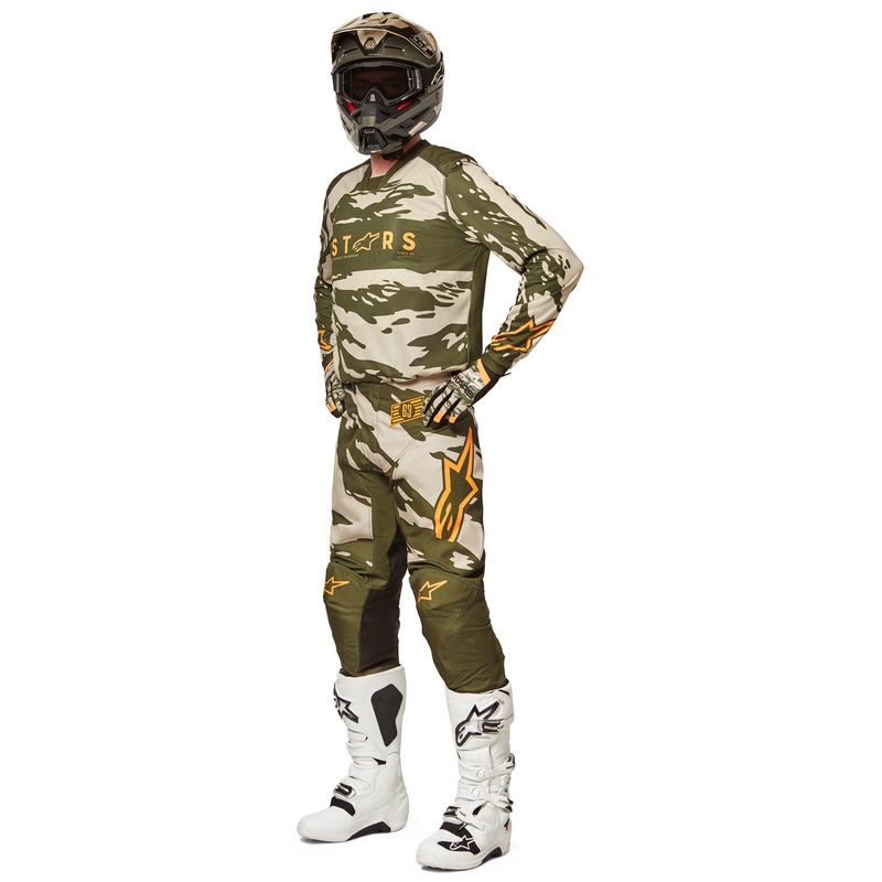 Kinder Motocross Trikot Alpinestars Racer Tactical camo grün-beige-orange