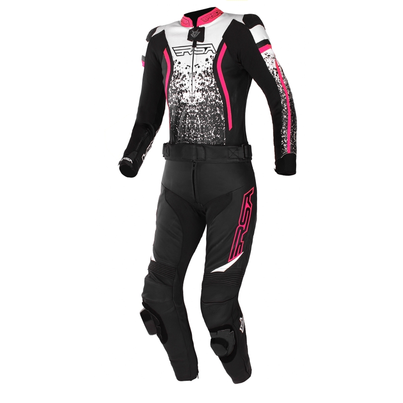 Damen Motorradkombi RSA GT2 schwarz-weiß-neonpink Abverkauf Ausverkauf