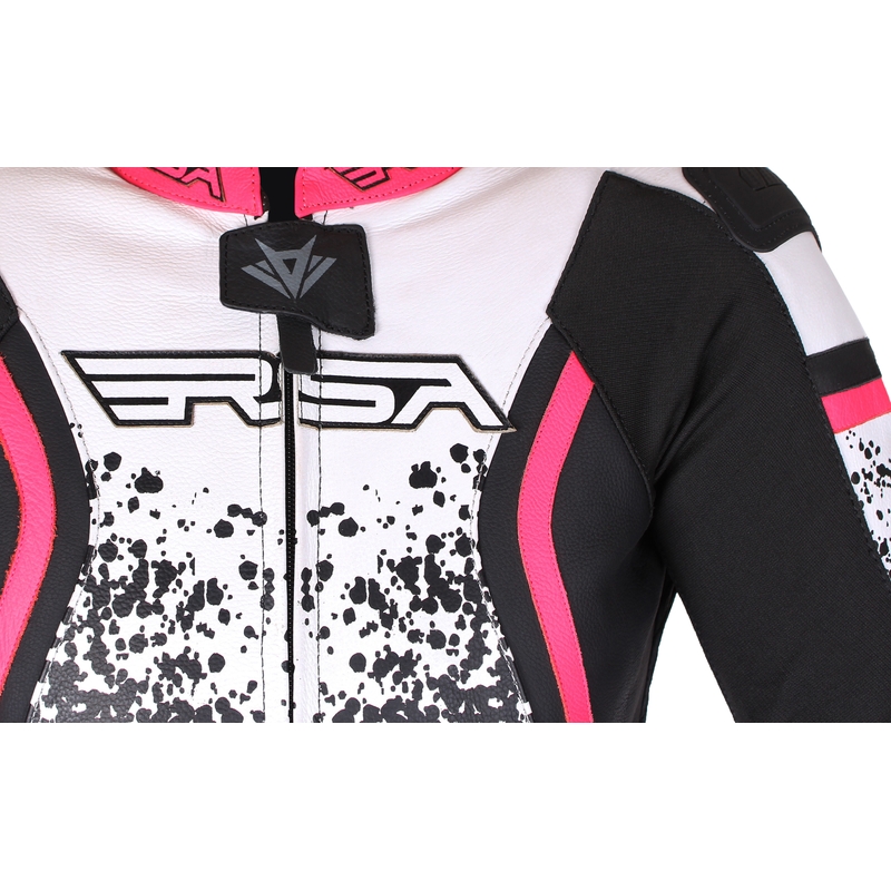 Damen Motorradkombi RSA GT2 schwarz-weiß-neonpink Abverkauf Ausverkauf