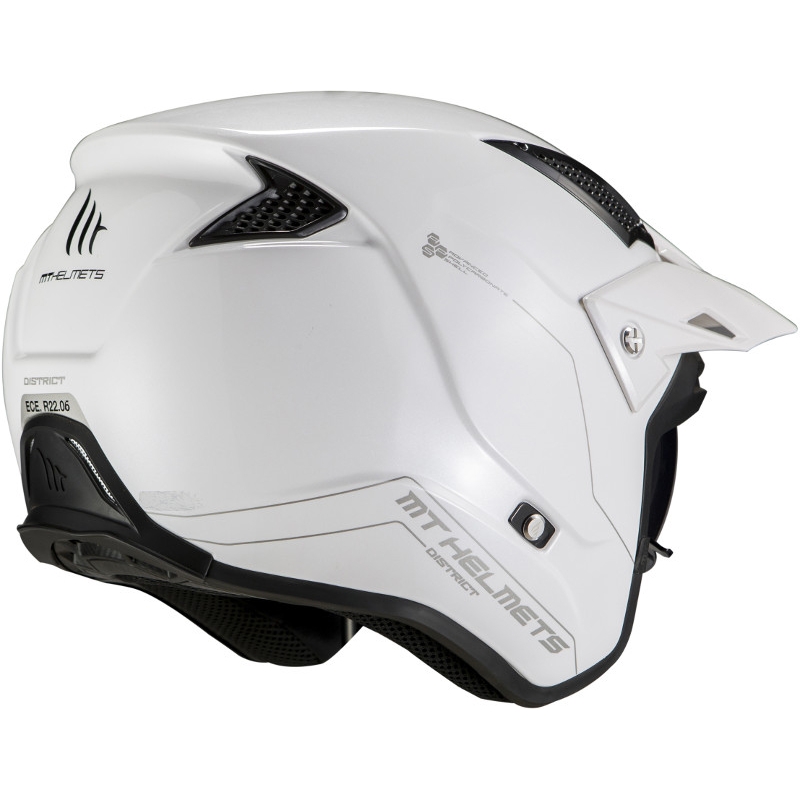 MT District SV Solid A0 Open Trial Motorradhelm Weiß