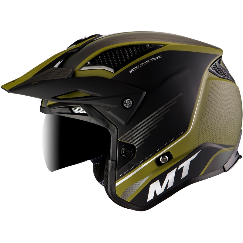 MT District SV Post B6 open trials Motorradhelm schwarz-grün