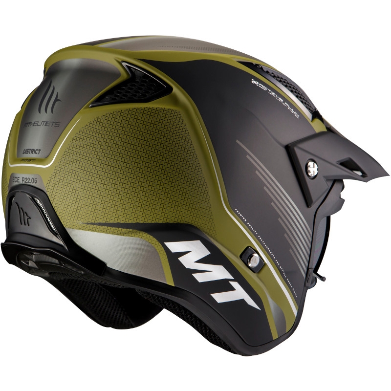 MT District SV Post B6 open trials Motorradhelm schwarz-grün