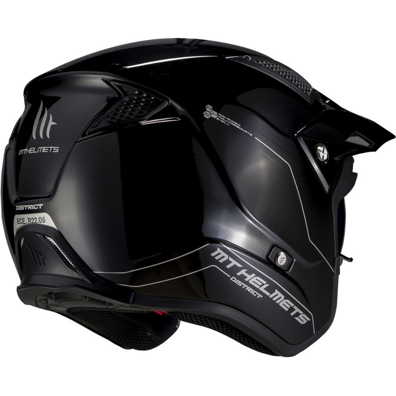 MT District SV Solid A1 open Trials Motorradhelm schwarz glänzend