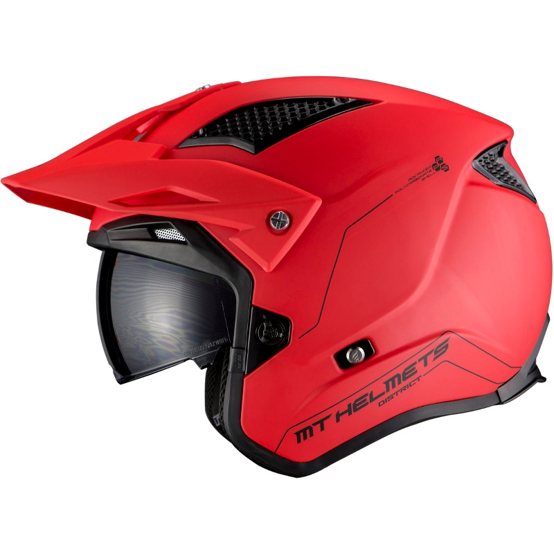 MT District SV Solid A5 offen Trials Motorradhelm rot