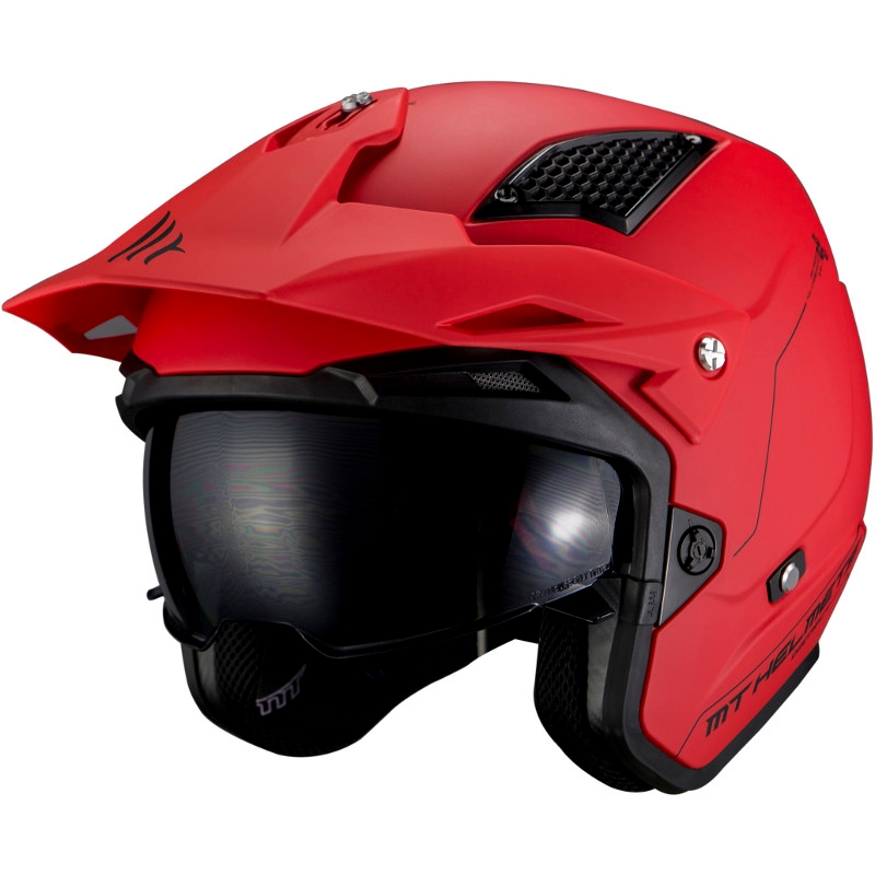 MT District SV Solid A5 offen Trials Motorradhelm rot
