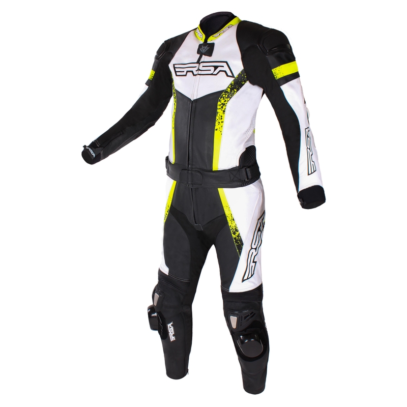 RSA Imola 2 schwarz-weiß-fluorgelber Motorrad-Overall Ausverkauf