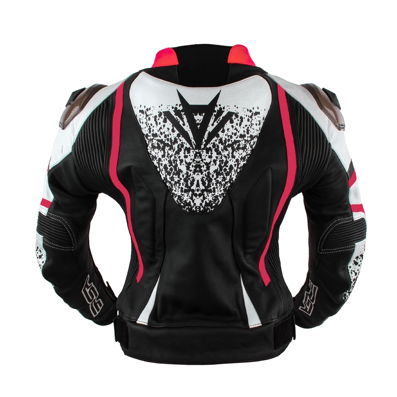 Damen RSA Flow II Schwarz-Weiß-Pink Motorradjacke Ausverkauf