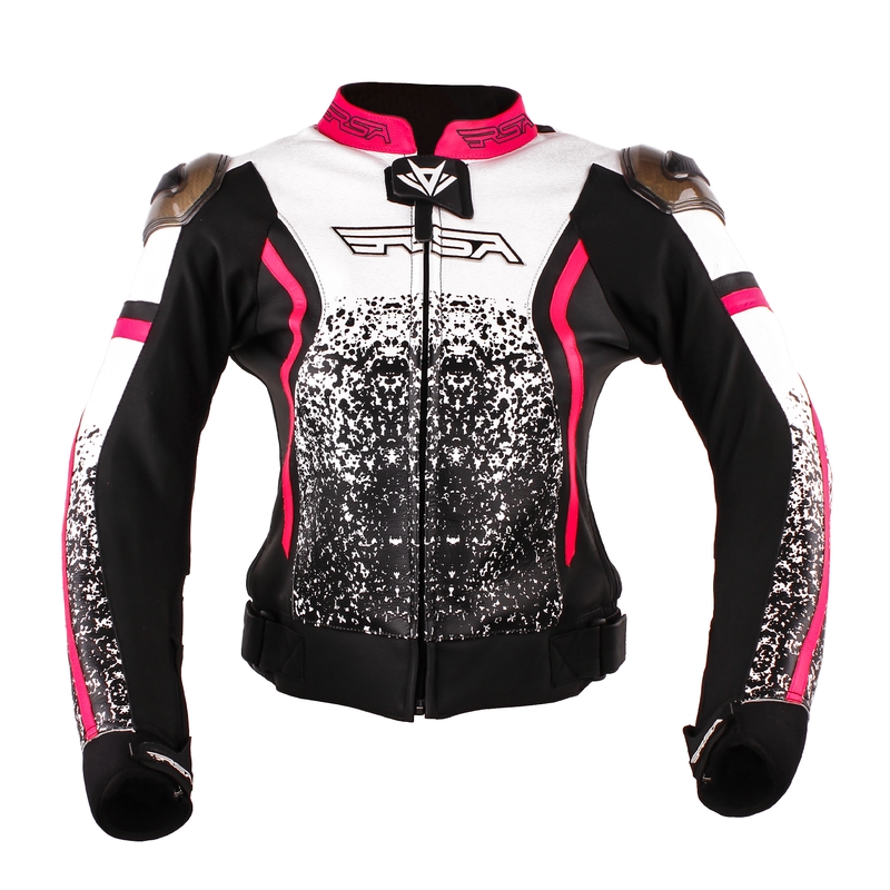 Damen RSA Flow III Schwarz-Weiß-Fluo Pink Motorradjacke Ausverkauf