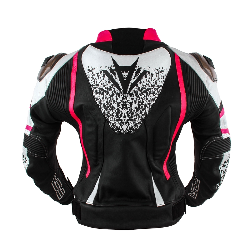 Damen RSA Flow III Schwarz-Weiß-Fluo Pink Motorradjacke Ausverkauf