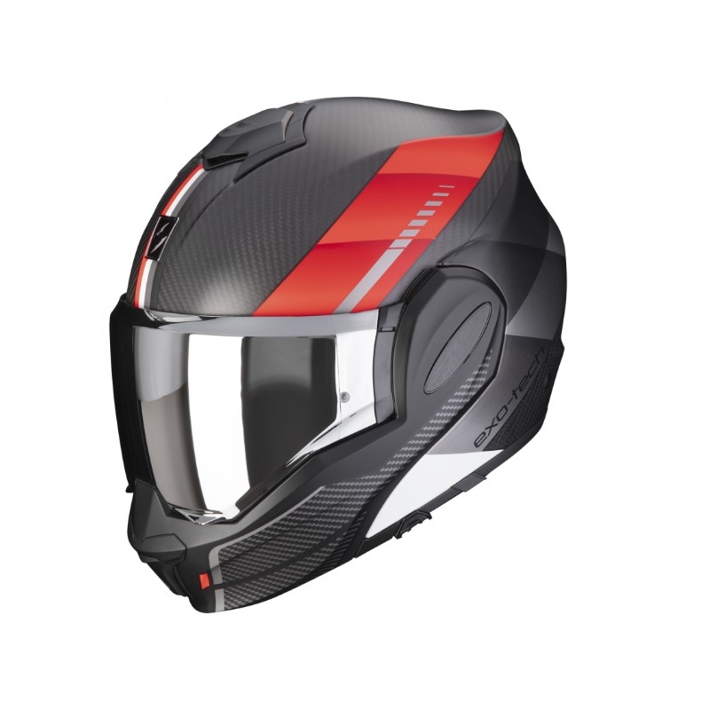Klapphelm Scorpion EXO-TECH EVO Carbon Genus schwarz-rot matt