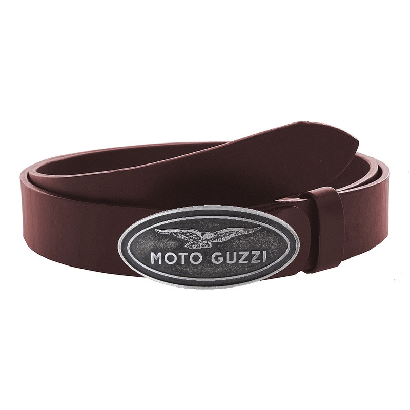 Motorradgürtel aus Leder mit Schnalle Moto Guzzi braun