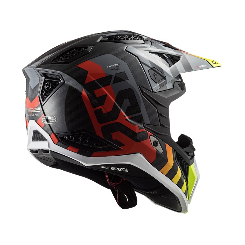 Motokrosová přilba LS2 MX703 C X-Force Barrier H-V černo-šedo-červeno-žlutá