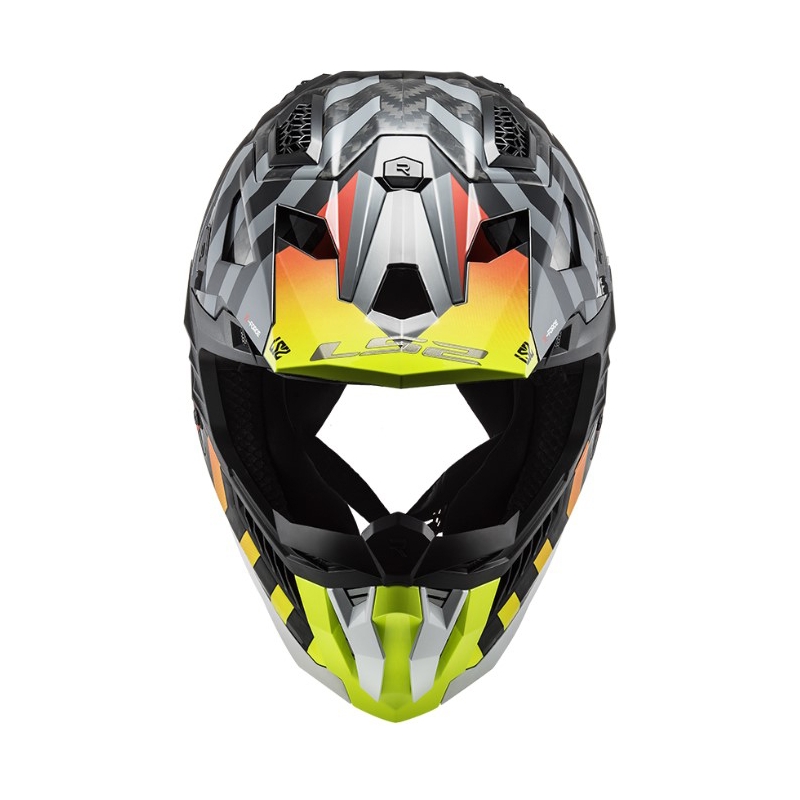 Motokrosová přilba LS2 MX703 C X-Force Barrier H-V černo-šedo-červeno-žlutá