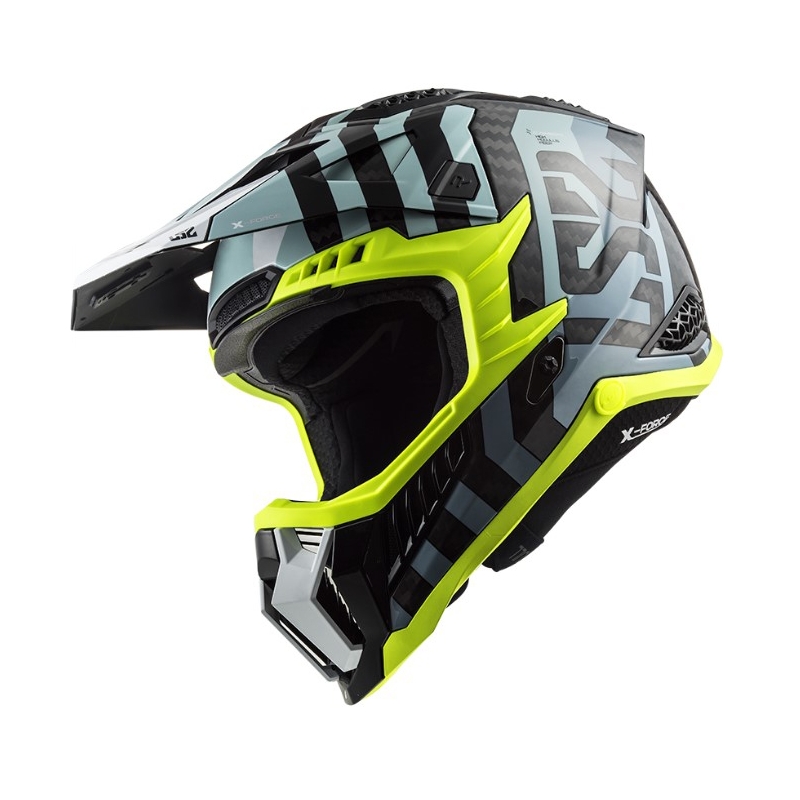 Motokrosová přilba LS2 MX703 C X-Force Barrier černo-modro-fluo žlutá