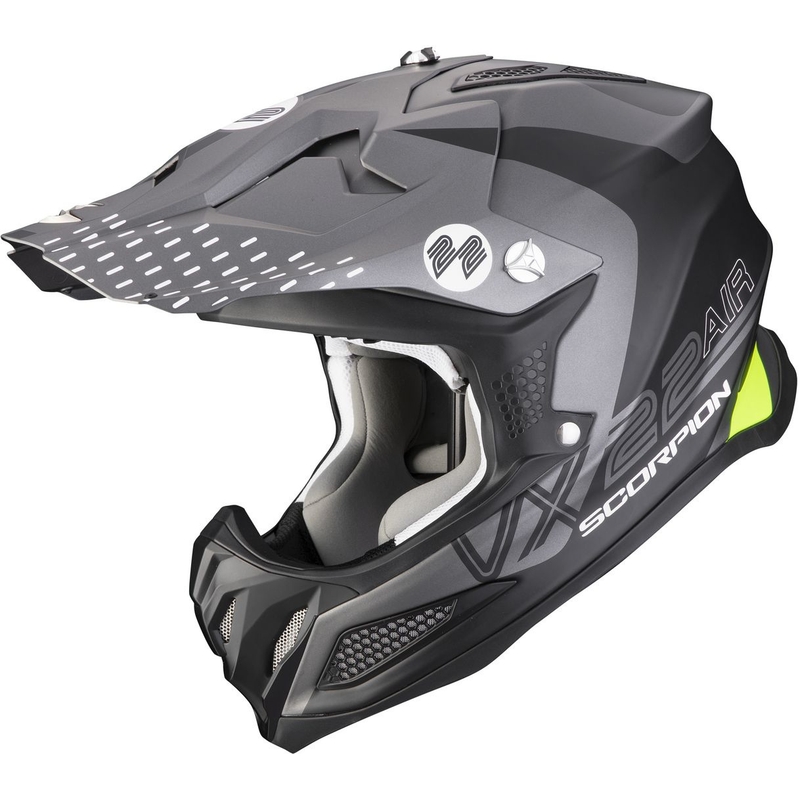 Motocross Helm Scorpion VX-22 Air Ares schwarz-silber matt