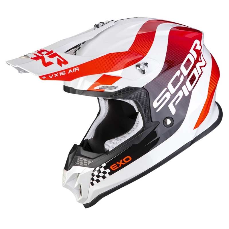 Motocross Helm Scorpion VX-16 EVO AIR SOUL weiß-rot