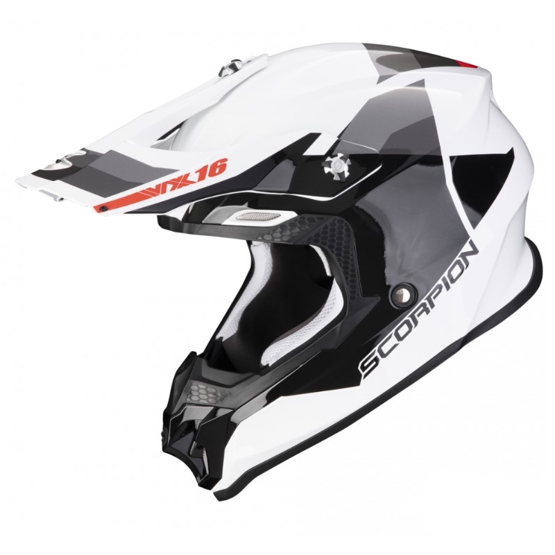 Motocross Helm Scorpion VX-16 EVO AIR SPECTRUM weiß-schwarz-silber