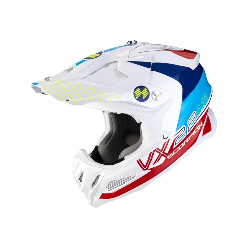 Motocross Helm Scorpion VX-22 Air Ares weiß-blau-rot