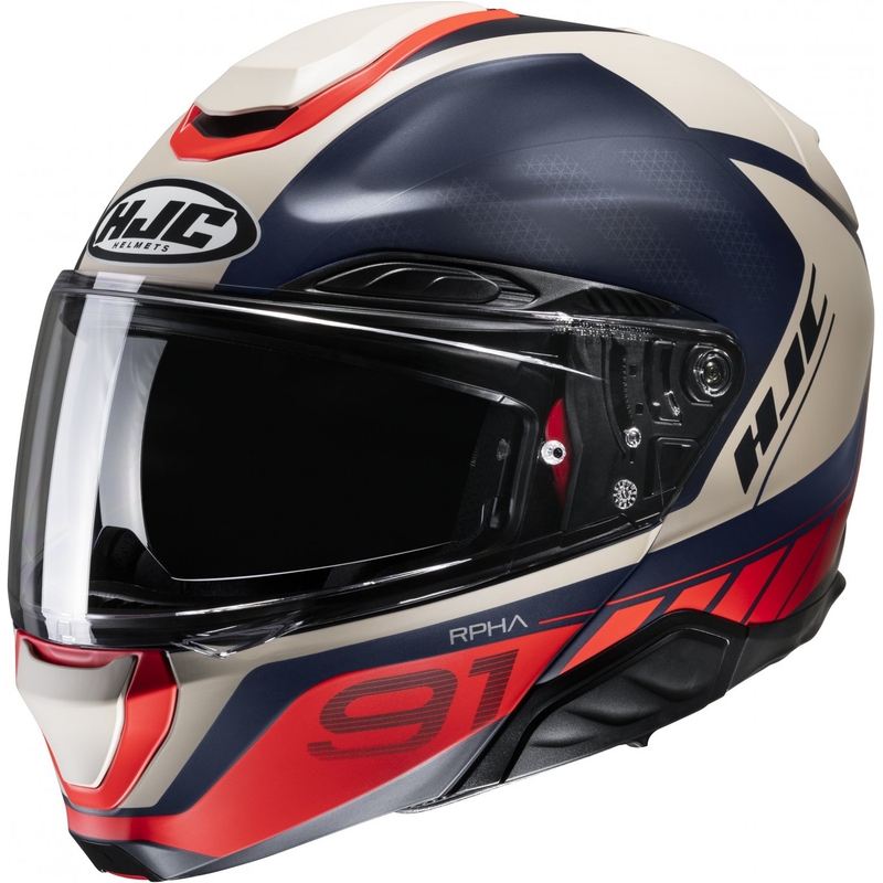 Klapphelm Motorrad HJC RPHA 91 Rafino MC1SF rot-blau-beige