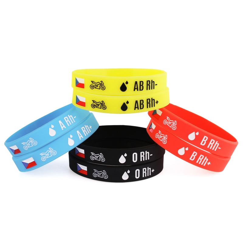 Silikon-Motoarmband mit Blutgruppe AB RH+
