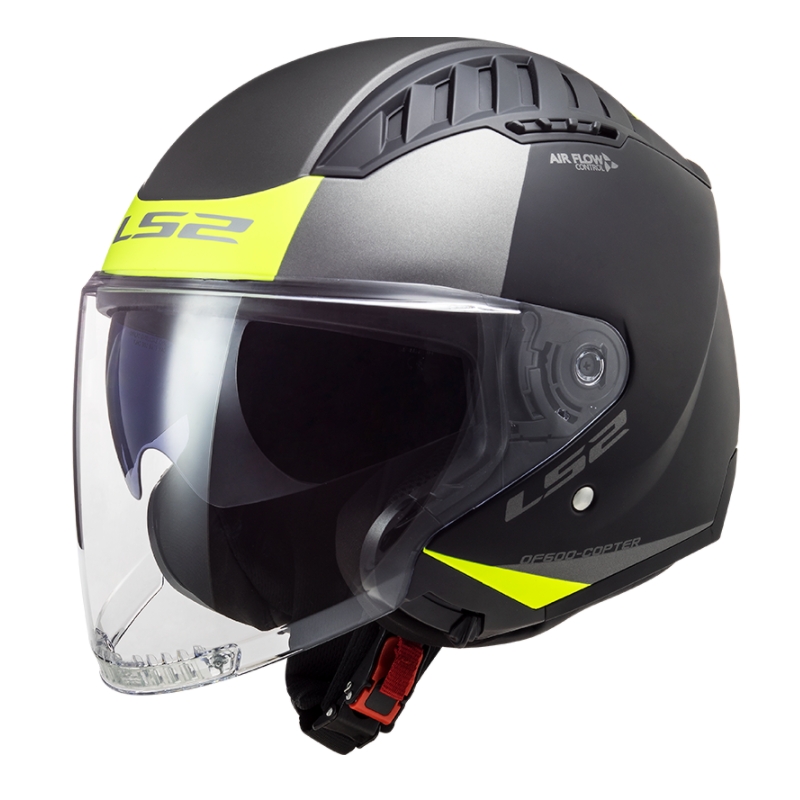 Offener Motorradhelm LS2 OF600 Copter II Urbane 06 schwarz-fluo gelb