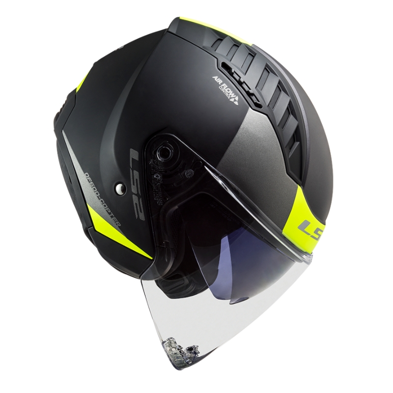 Offener Motorradhelm LS2 OF600 Copter II Urbane 06 schwarz-fluo gelb