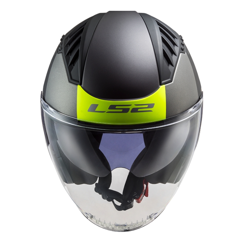 Offener Motorradhelm LS2 OF600 Copter II Urbane 06 schwarz-fluo gelb