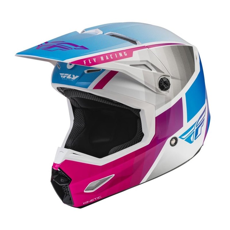 Motocross-Helm FLY Racing Kinetic Drift rosa-weiß-blau