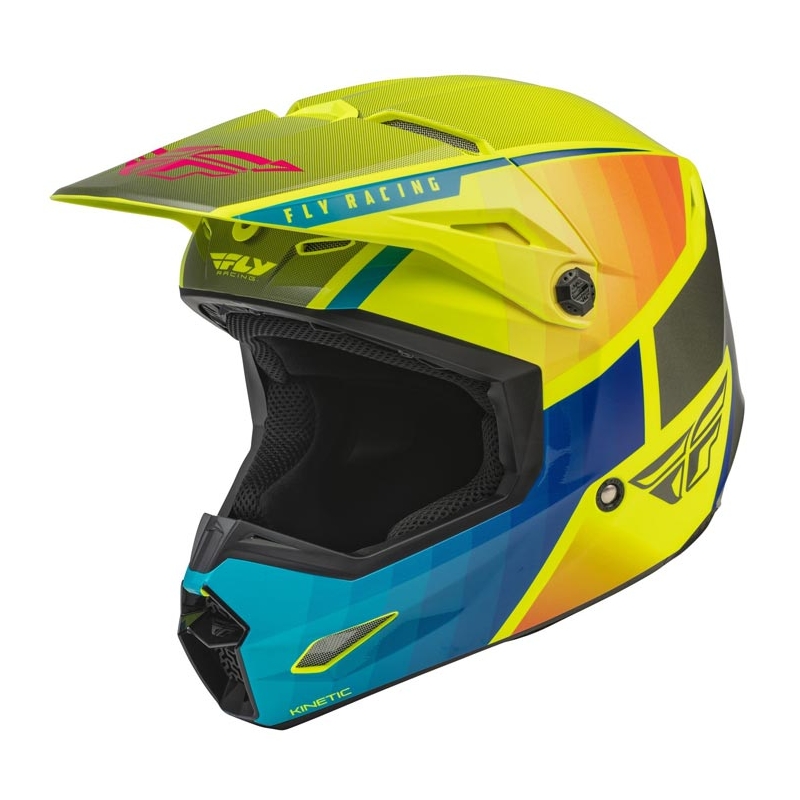 Motocross Helm FLY Racing Kinetic Drift blau-fluo gelb-grau