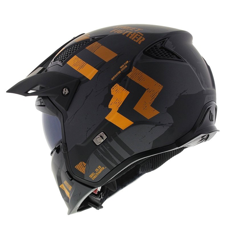 Otevřená přilba s maskou MT Streetfighter SV S Skull A12 šedo-oranžová