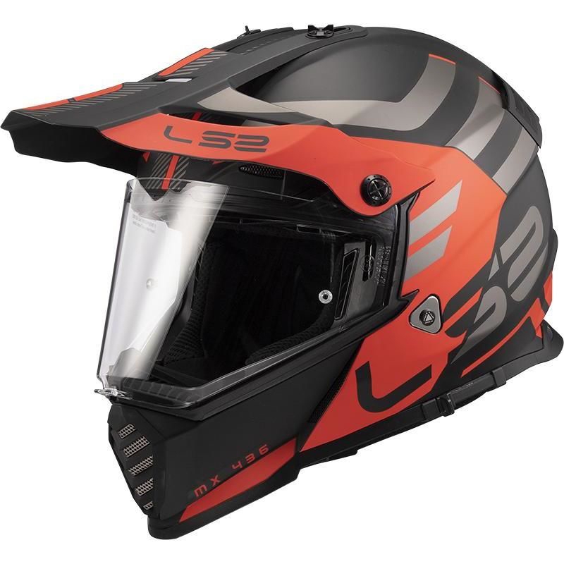Enduro-Helm LS2 MX436 Pioneer Evo Adventurer schwarz-orange matt