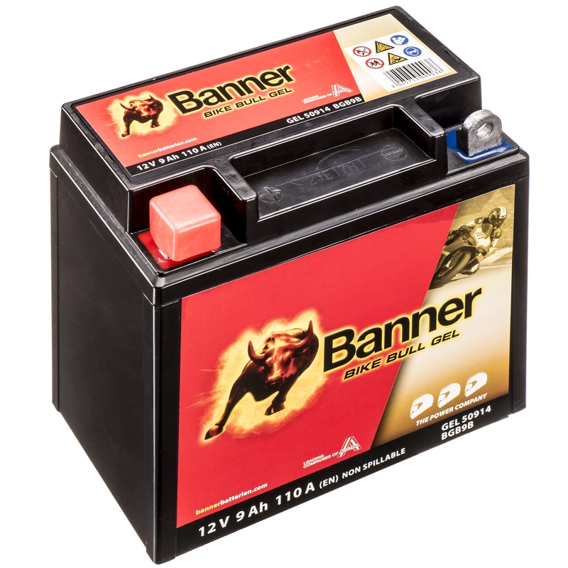Gel-Batterie Banner Bike Bull Gel 12V, YB9-B, 9AH, 90A