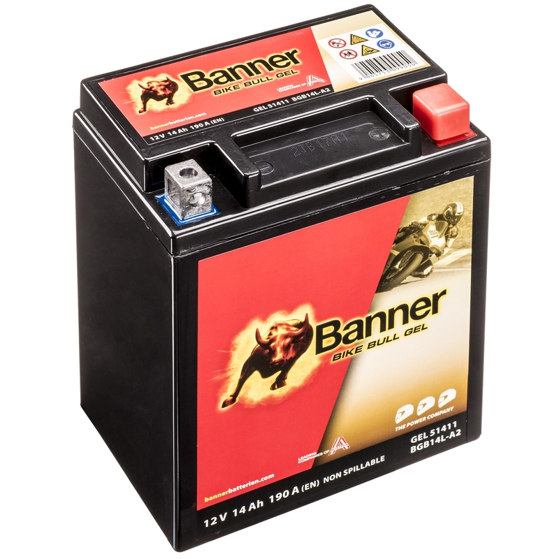 Gel-Batterie Banner Bike Bull Gel 12V, YTX14AHL-BS/YB14L-A2, 14AH, 185A