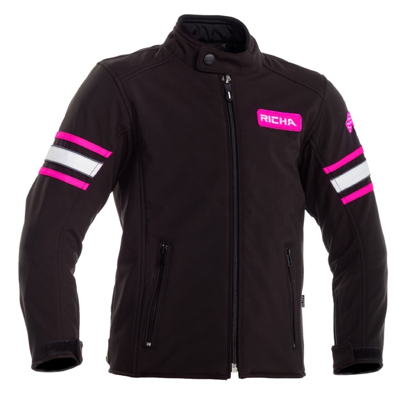 Kinder-Motorrad-Jacke RICHA Toulon 2 Softshell Schwarz und Rosa Ausverkauf