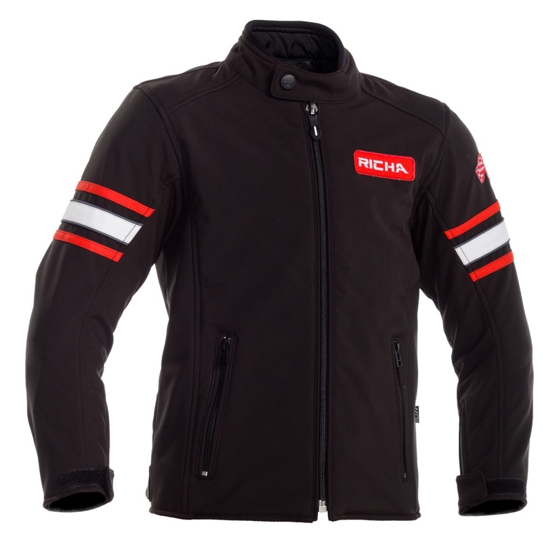 Kinder-Motorradjacke RICHA Toulon 2 Softshell Schwarz-Rot Ausverkauf