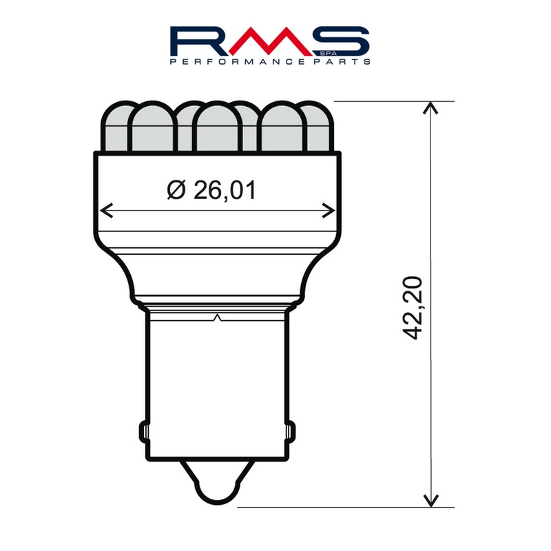 Žárovka RMS 12V 12 Led, BA15S S25 modrá