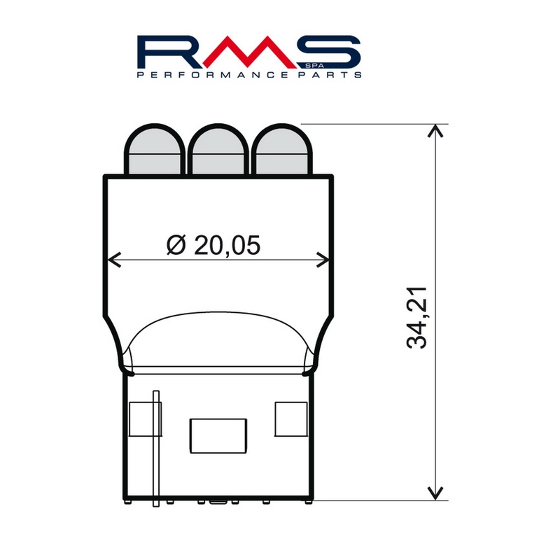 Žárovka RMS 12V 6 Led, T20 modrá (2ks)