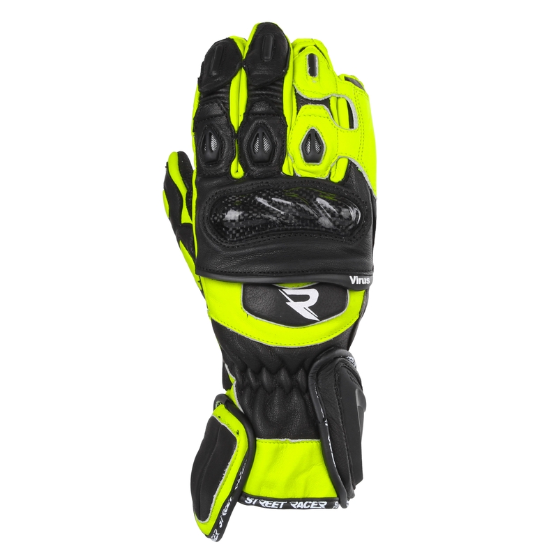 Motorradhandschuhe Street Racer Virus 2 schwarz-fluo gelb