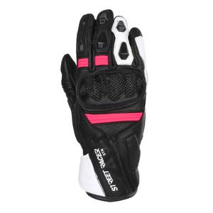 Damen-Motorradhandschuhe Street Racer STR schwarz-weiß-pink