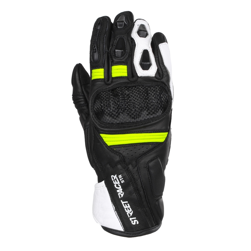 Motorradhandschuhe Street Racer STR schwarz-fluo gelb